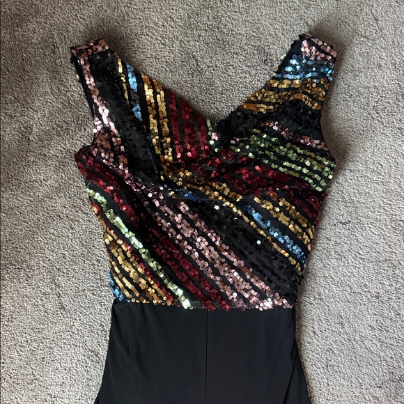 Gabby Skye Multicolor Sequin Jumpsuit SIZE 14 - Picture 2 of 7